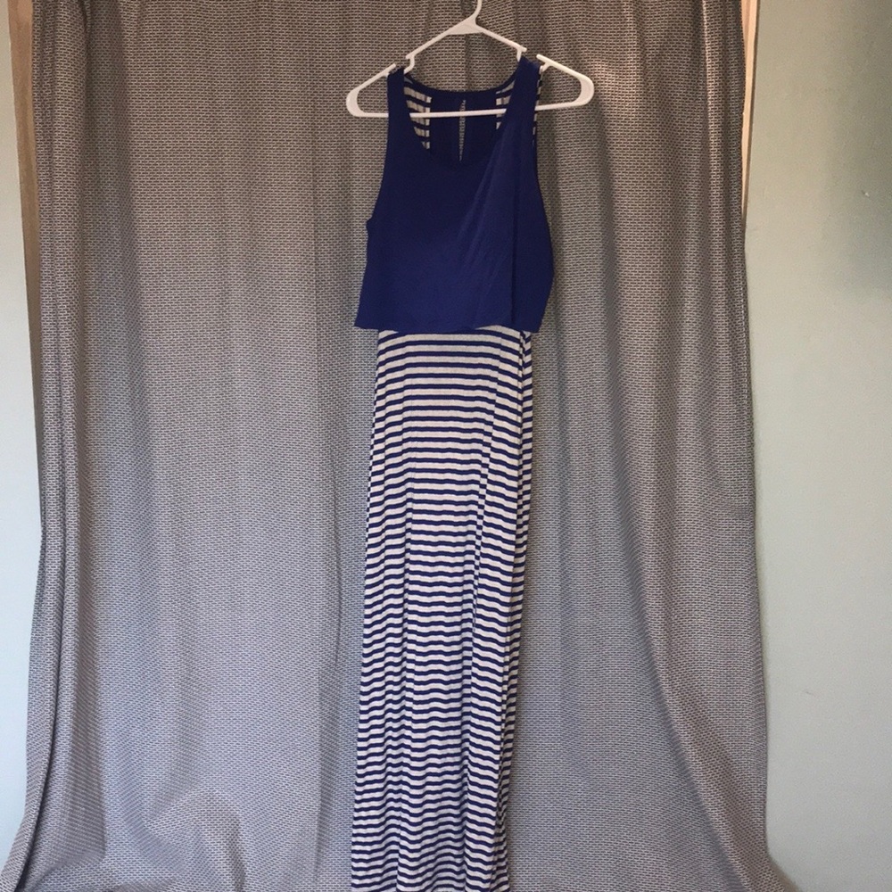 Maxi Dress royal blue and cream